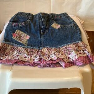 Faded Glory Girls Sz 7 Vintage Y2K early 2000’s Ruffle Denim Mini Skirt GUC